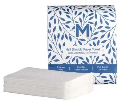 1 Ply Half Slimfold Paper Towels white (40 Packs* 200 sheets) 8000 sheets