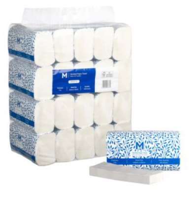 1 Ply Slimfold White Paper Towels 230mm x 230mm - 20 Packs x 200 Sheets (4000 Sheets)