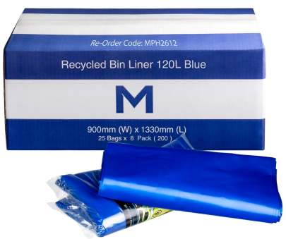 120L Recycled Bin Liner Blue, 900mm x 1330mm x 30mu (200 Bags/ Box)