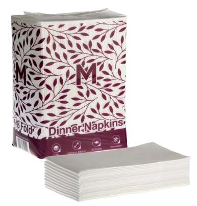  Airlaid Dinner Napkins 1/8 Fold White, 400mm x 400mm, 1 Ply, FSC® Mix (500 Napkins/Box)