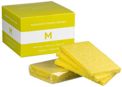 Antibacterial Cellulose Sponges Yellow, 100mm x 150mm x 10mm, (3 Pieces*5 Pack) 15