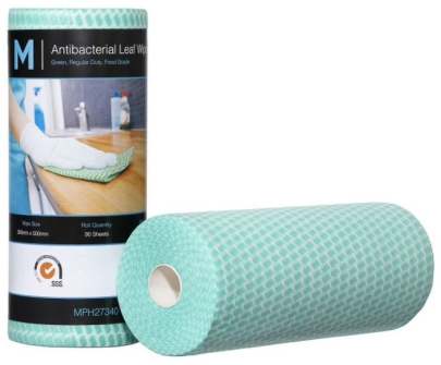 Antibacterial Leaf Wipes Green, 300mm x 500mm, 90 Sheets, 60gsm