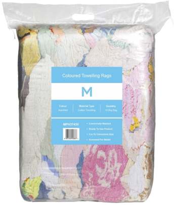 Coloured Towelling Rags Assorted, 10.0kg Compressed Bag