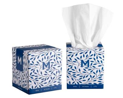 Cube Facial Tissues White, 2 Ply, 90 Sheets,  36 Packs/Box