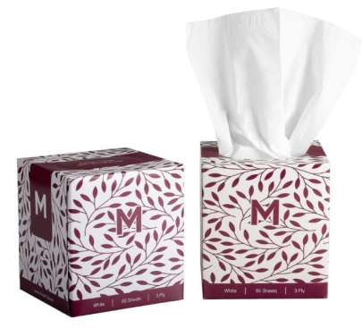Cube Facial Tissues White, 3 Ply, 65 Sheets, 36 Packs/Box