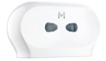Double Mini Jumbo Roll Dispenser White, 2 Roll Capacity