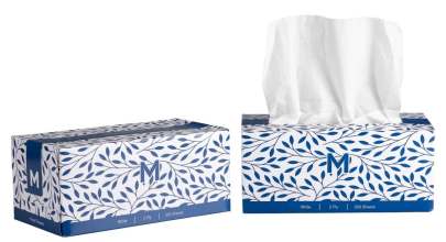 Flat Facial Tissues White, 2 Ply, 200 Sheets 24 Packs/Box