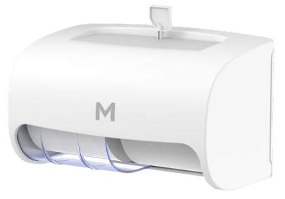 Horizontal Toilet Roll Dispenser White, 2 Roll Capacity