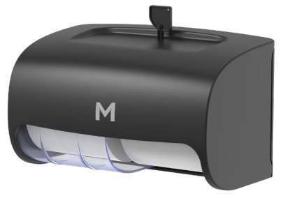 Horizontal Toilet Roll Dispenser Black, 2 Roll Capacity