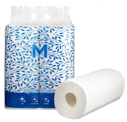 Kitchen Paper Towels White, 272mm x 226mm, 2 Ply, 120 Sheets (Twin Pack)