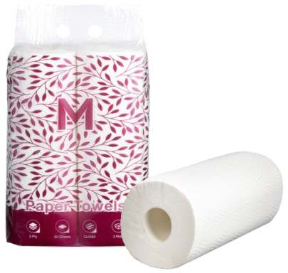 Kitchen Paper Towels White, 272mm x 226mm, 3 Ply, 60 Sheets (Twin Pack)
