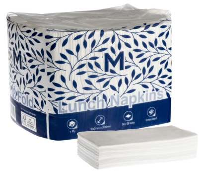 Lunch Napkins 1/4 Fold White or Brown, 300mm x 300mm, 1 Ply, FSC® Mix (3000 Sheets/Box)