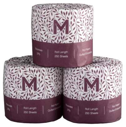 Luxury Wrapped Toilet Tissue Pack White, 3 Ply, 250 Sheets 48 Rolls/Box