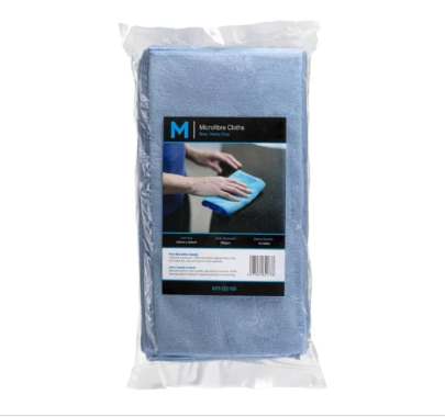 Microfibre Cloths Blue, 400mm x 400mm, 300gsm (10 Cloths/ Pack)