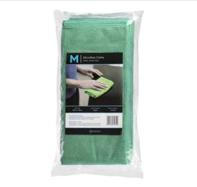 Microfibre Cloths Green, 400mm x 400mm, 300gsm (10 Cloths/ Pack)