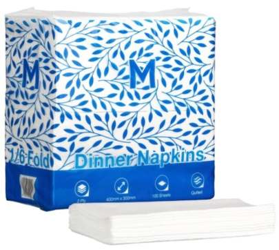  Quilted Dinner Napkins 1/6 Fold White, 300mm x 400mm, 2 Ply, FSC® Mix (800 Napkins/ Box)