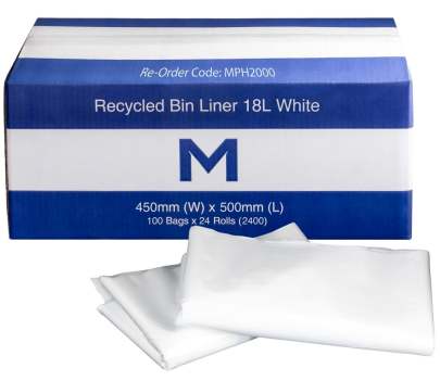 Recycled Bin Liner 18L White,  2400 Bags