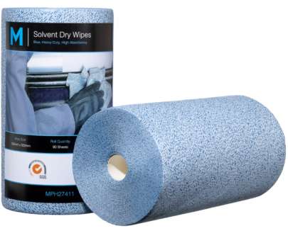 Solvent Dry Wipes Blue, 300mm x 500mm, 90 Sheets, 80gsm