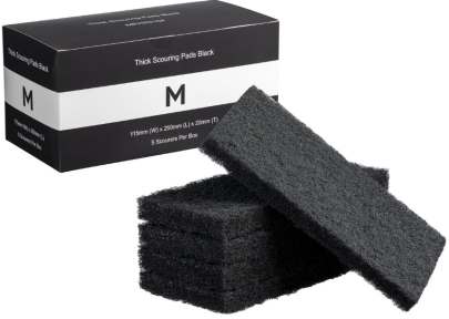 Thick Scouring Pads Black, 115mm x 250mm x 20mm (40 Pads/ Box)