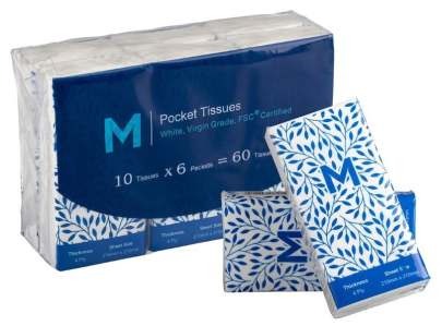 Tissue Pocket Packs 1/12 Fold White, 4 Ply, 10 Sheets, 288 Packs/Box