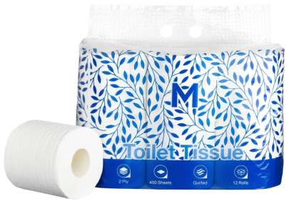 Unwrapped Toilet Tissue Boxed White, 2 Ply, 400 Sheets, 12 Pack 48 Rolls/Box